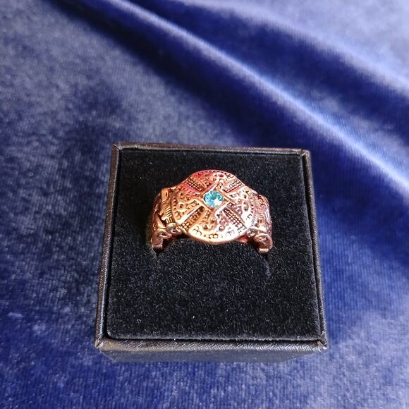 Copper Celtic Blue Gem Unisex Ring size 10 new old stock fashion jewelry - Picture 12 of 16